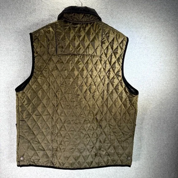 John Partridge Rag Gilet Quilted Vest Men's XL Olive Black Corduroy Button Front - Picture 6 of 10